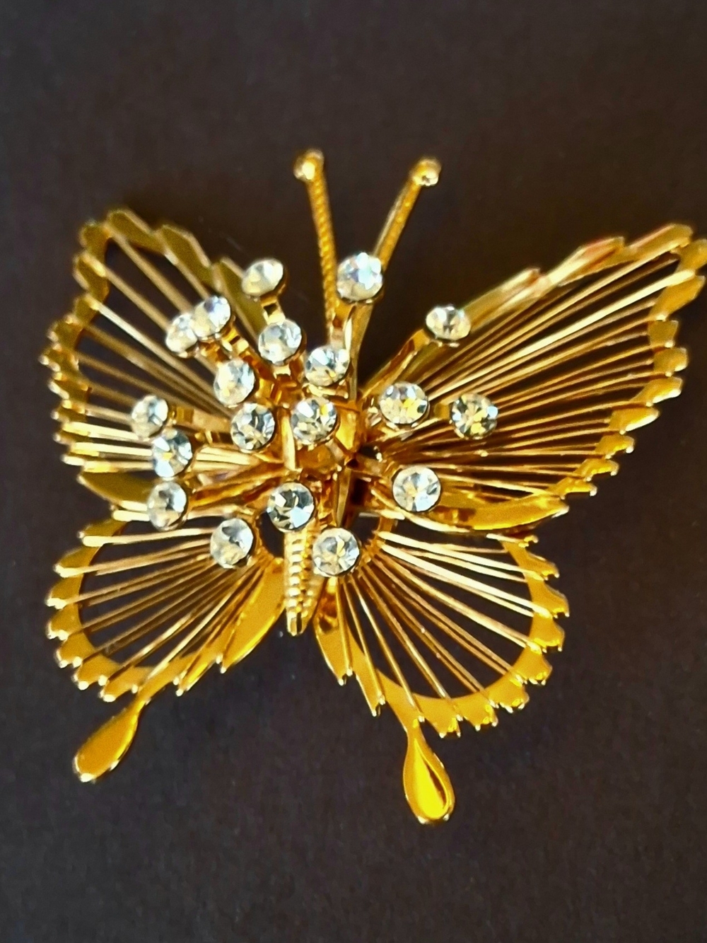 Monet Gold-Tone Crystal Butterfly Brooch - Elegant Women's Jewelry